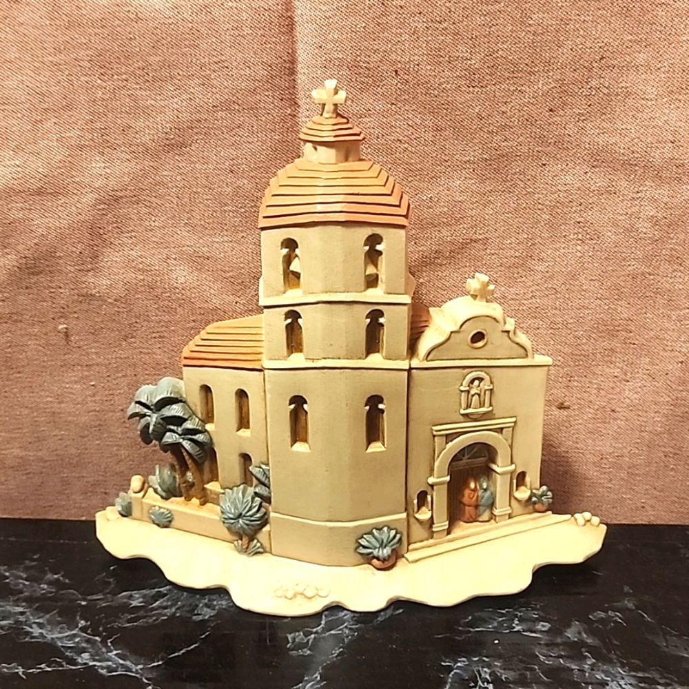 Burwood Products 1993 plastic wall hanging, church/hacienda